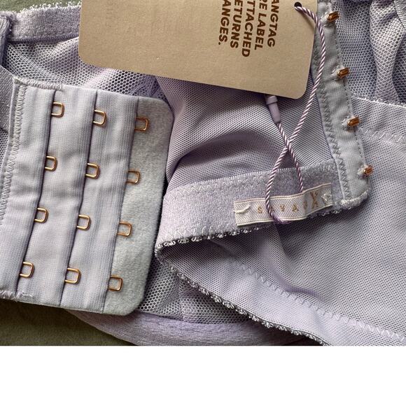 New SAVAGE FENTY Women's Purple Lavender Flocked Logo Unlined Demi Bra Size 42DD - Picture 9 of 11